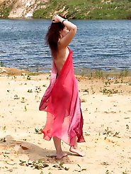 Red Shawl on White sand