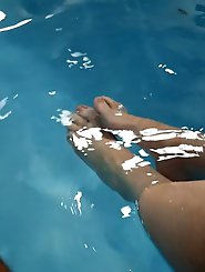 Relaxing at the poolside.