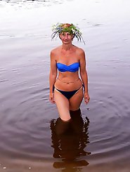 With a garland made of water