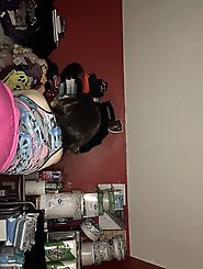 European bitch is taking off her underwear