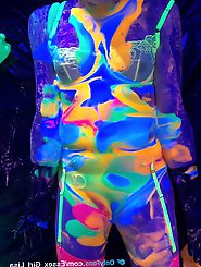 My submissive and I are enjoying UV slime that glows in the dark